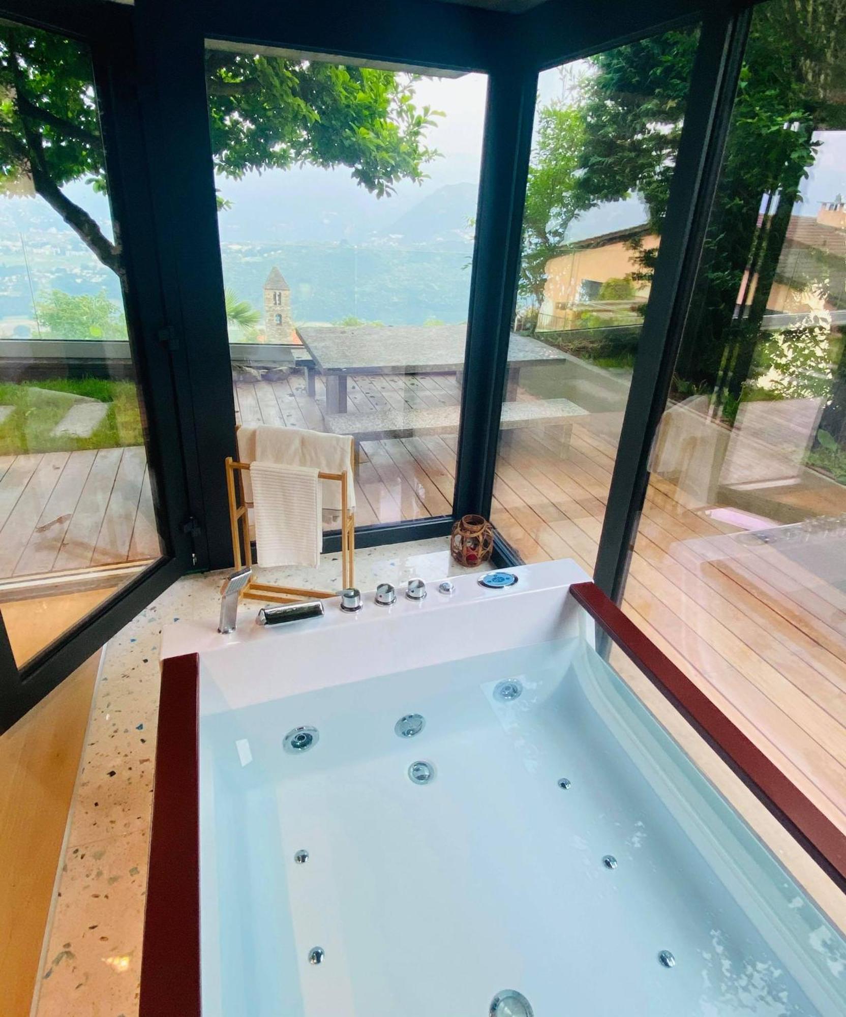 Family Suite With Garden And Amaizing View To Lugano Cademario Exterior photo