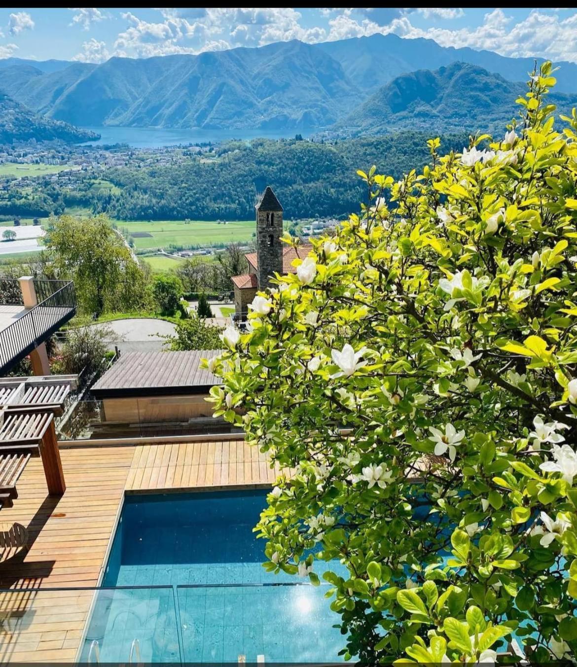 Family Suite With Garden And Amaizing View To Lugano Cademario Exterior photo
